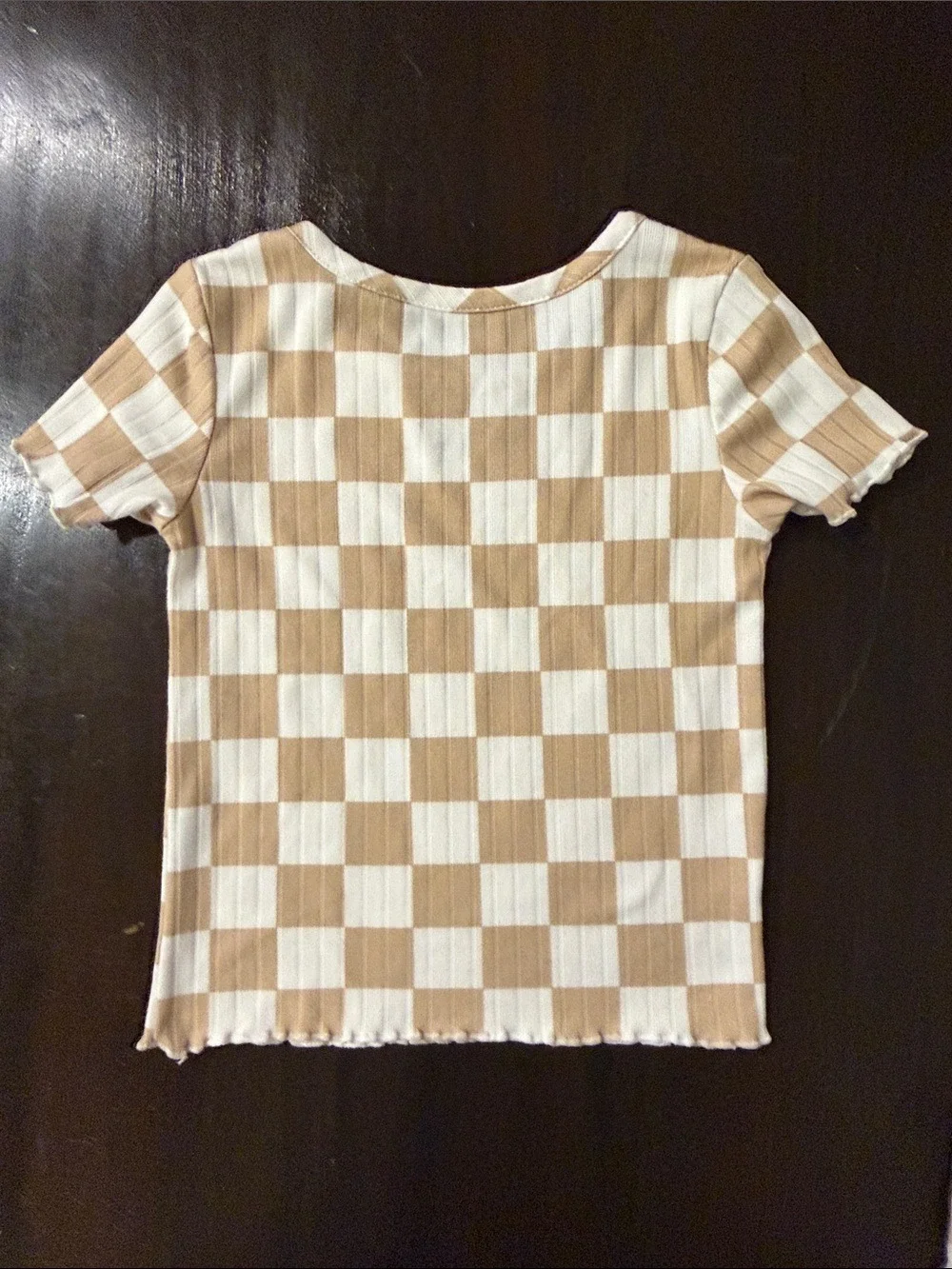 Tahari Beige Checkerboard‎ Ribbed Pajama Set Toddler Girl 2T